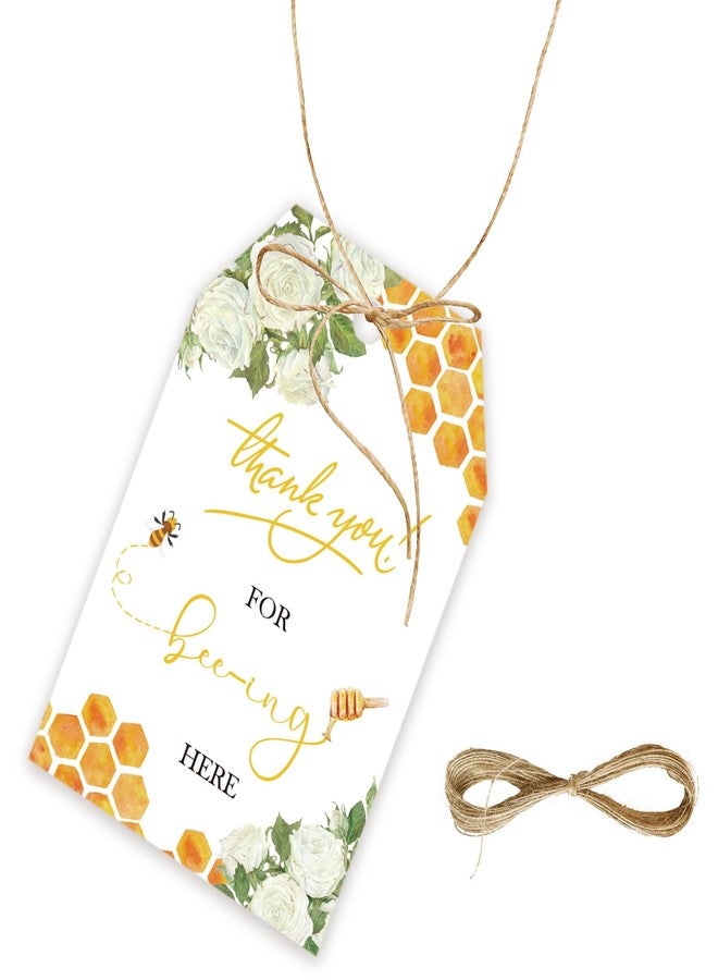 FORSHEEP 50pcs Bee Thank You Tags, Bumble Bee Gift Tag with String for Gender Reveal Party, Thank You Paper Tags for Bee Themed 1st Birthday/Engagement/Honey Bridal Shower Party Favors - Image 1